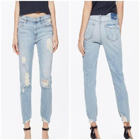 MOTHER Jeans, 25, Destroyed, The Sinner/Thanks for Nothin', Light Blue Ankle - Picture 16 of 16